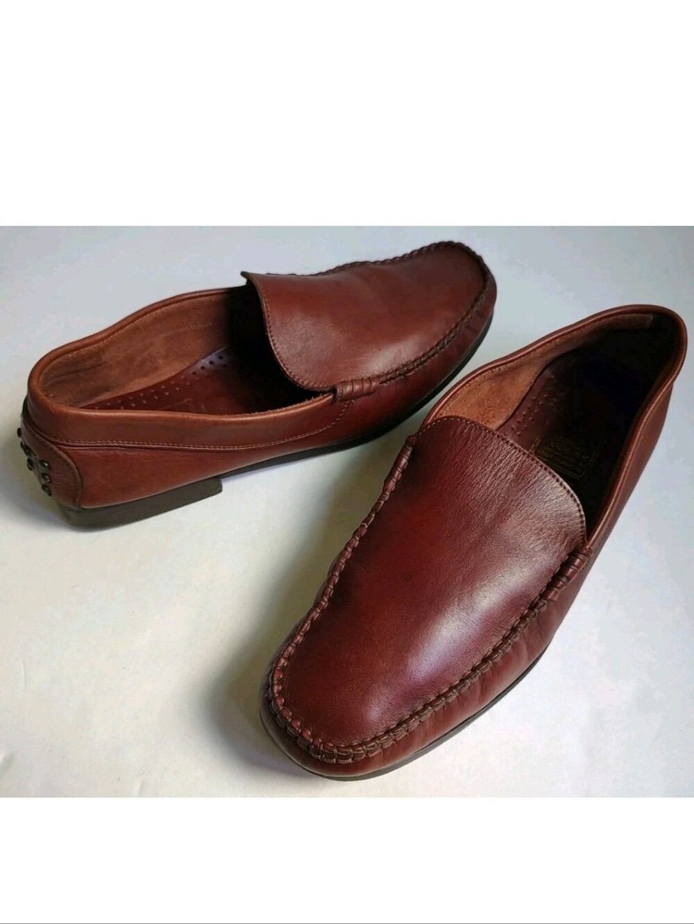 Antica Cuoieria Loafers Leather Moccasins Camel Brown Italy Men's Size 11.5 D